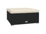 Syfax™ Poggiapiedi Da Giardino Con Cuscino Nero 70X70X30 Cm Polyrattan