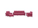 Syfax™ Set Di Divani 4 Pz Con Cuscini Rosso Vino In Velluto
