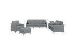 Syfax™ Set Divani 4 Pz Con Cuscini Grigio Chiaro In Tessuto