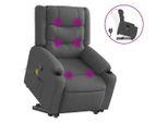 Syfax™ Poltrona Alzapersona Massaggi Reclinabile Grigio Scuro Tessuto