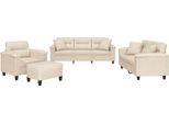 Syfax™ Set Divani 4 Pz Con Cuscini Beige In Tessuto Microfibra