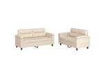 Syfax™ Set Divani 2 Pz Con Cuscini Beige In Tessuto Microfibra