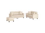 Syfax™ Set Divani 3 Pz Con Cuscini Beige In Tessuto Microfibra