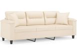 Syfax™ Divano A 3 Posti Con Cuscini Beige 180 Cm Tessuto Microfibra