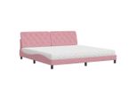 Syfax™ Letto Con Materasso Rosa 200X200 Cm In Velluto