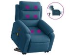Syfax™ Poltrona Alzapersona Massaggi Elettrica Reclinabile Blu Velluto
