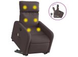 Syfax™ Poltrona Alzapersona Massaggi Reclinabile Marrone Scuro Tessuto