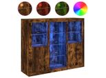Syfax™ Credenze Con Luci Led 3 Pz Rovere Fumo In Legno Multistrato