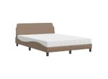 Syfax™ Letto Con Materasso Dover Cappuccino 140X190Cm Pelle Finta