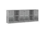 Syfax™ Libreria Con Ante Grigio Cemento 204X37X75 Cm Legno Multistrato