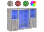 Syfax™ Credenze Con Luci Led 3 Pz Grigio Sonoma In Legno Multistrato