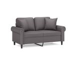 Syfax™ Divano A 2 Posti Con Cuscini Grigio 120 Cm In Pelle Finta