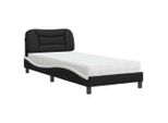 Syfax™ Letto Con Materasso Hvar Nero E Bianco 90X190 Cm In Pelle Finta