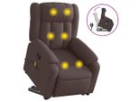 Syfax™ Poltrona Alzapersona Massaggi Reclinabile Marrone Scuro Tessuto