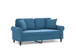Syfax™ Divano A 2 Posti Con Cuscini Blu 140 Cm In Velluto