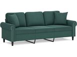 Syfax™ Divano A 3 Posti Con Cuscini Verde Scuro 180 Cm In Velluto