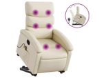 Syfax™ Poltrona Alzapersona Reclinabile Massaggio Crema Pelle Finta