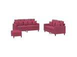 Syfax™ Set Di Divani 3 Pz Con Cuscini Rosso Vino In Velluto