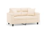 Syfax™ Divano A 2 Posti Con Cuscini Beige 120 Cm Tessuto Microfibra