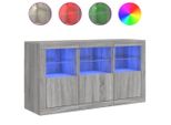 Syfax™ Credenza Con Luci Led Grigio Sonoma 123X37X67 Cm