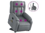 Syfax™ Poltrona Alzapersona Reclinabile Massaggio Grigio Pelle Finta