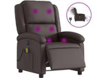 Syfax™ Poltrona Massaggi Reclinante Elettrica Marrone Scuro Vera Pelle