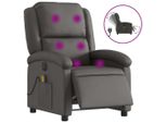 Syfax™ Poltrona Massaggiante Reclinabile Elettrica Grigia Vera Pelle