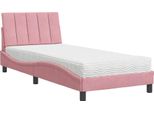 Syfax™ Letto Con Materasso Hanko Rosa 90X190 Cm In Velluto