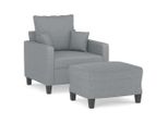 Syfax™ Poltrona Con Poggiapiedi Grigio Chiaro 60 Cm In Tessuto