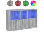 Syfax™ Credenza Con Luci Led Grigio Sonoma 162X37X100 Cm