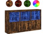 Syfax™ Credenza Con Luci Led Rovere Fumo 181,5X37X100 Cm