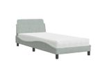 Syfax™ Letto Con Materasso Dover Grigio Chiaro 90X190 Cm In Velluto