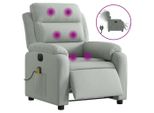 Syfax™ Poltrona Elettrica Massaggi Reclinabile Grigio Chiaro Velluto