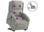Syfax™ Poltrona Alzapersona Massaggi Elettrica Grigio Chiaro Velluto