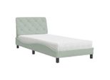 Syfax™ Letto Con Materasso Grigio Chiaro 90X190 Cm In Velluto