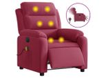 Syfax™ Poltrona Massaggiante Reclinabile Elettrica Rosso Vino Velluto