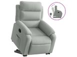 Syfax™ Poltrona Alzapersona Reclinabile Grigio Chiaro In Velluto