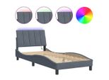 Syfax™ Giroletto Con Led Senza Materasso Hanko Grigio Scuro 80X200 Cm In Velluto