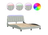 Syfax™ Giroletto Con Led Senza Materasso Hanko Grigio Chiaro 140X190 Cm In Velluto