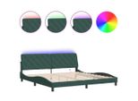 Syfax™ Giroletto Con Led Senza Materasso Verde Scuro 200X200 Cm In Velluto