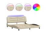 Syfax™ Giroletto Con Led Senza Materasso Hvar Crema 180X200 Cm In Tessuto