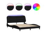 Syfax™ Giroletto Con Led Senza Materasso Hvar Nero 160X200 Cm In Tessuto
