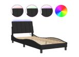 Syfax™ Giroletto Con Led Senza Materasso Hanko Nero 90X190 Cm In Velluto