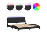 Syfax™ Giroletto Con Led Senza Materasso Hanko Nero 180X200 Cm In Velluto