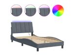 Syfax™ Giroletto Con Led Senza Materasso Hanko Grigio Scuro 100X200 Cm In Velluto