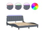 Syfax™ Giroletto Con Led Senza Materasso Hanko Grigio Scuro 160X200 Cm In Velluto