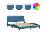 Syfax™ Giroletto Con Led Senza Materasso Hanko Blu 200X200 Cm In Velluto