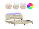 Syfax™ Giroletto Con Led Senza Materasso Hvar Crema 200X200 Cm In Tessuto