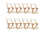 Syfax™ Sedie Da Giardino Pieghevoli 8Pz Bianco Crema Tessuto E Legno
