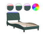 Syfax™ Giroletto Con Led Senza Materasso Verde Scuro 90X190 Cm In Velluto